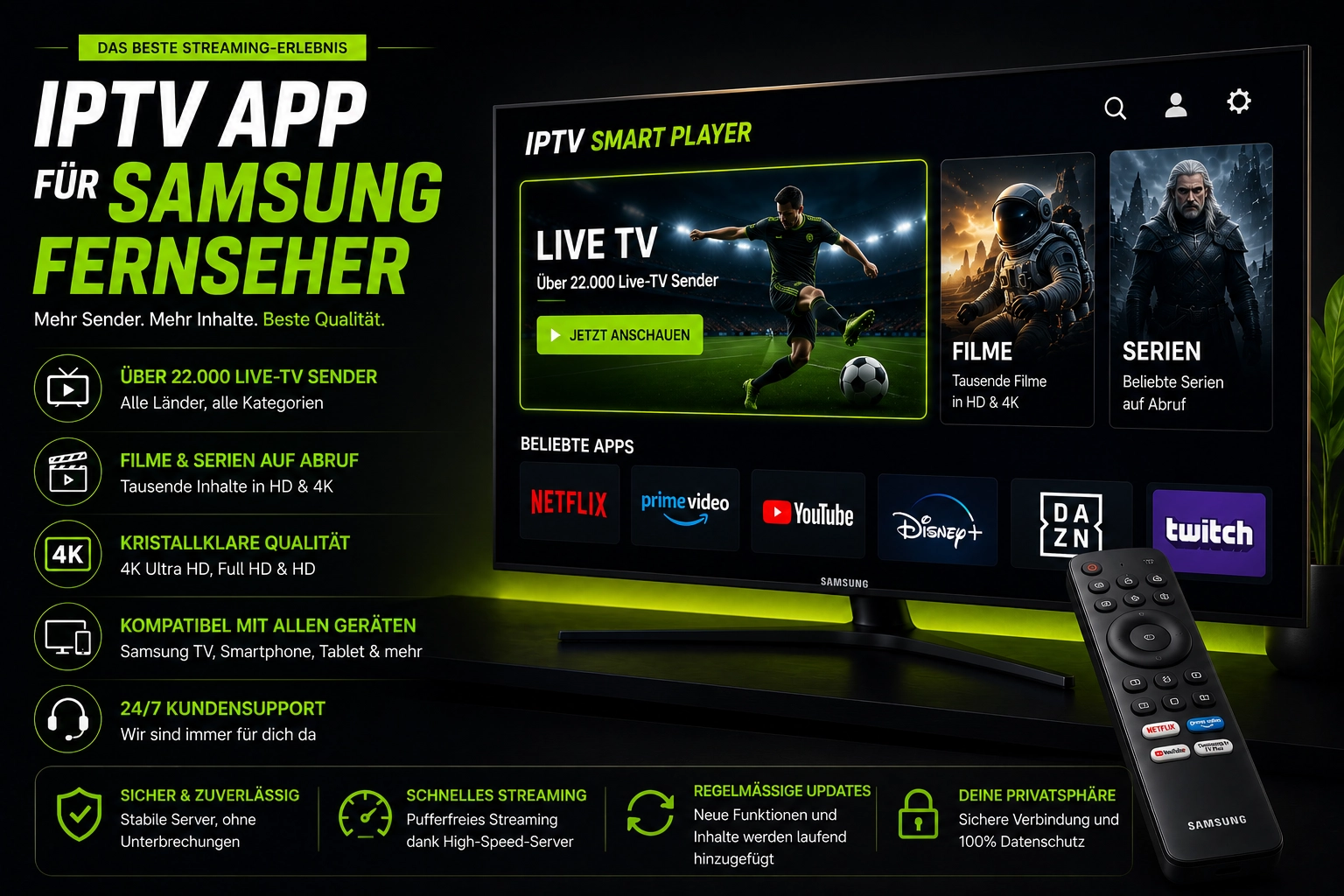 Beste IPTV App für Samsung Fernseher – Vergleich der Tizen-Apps auf dem Smart-TV